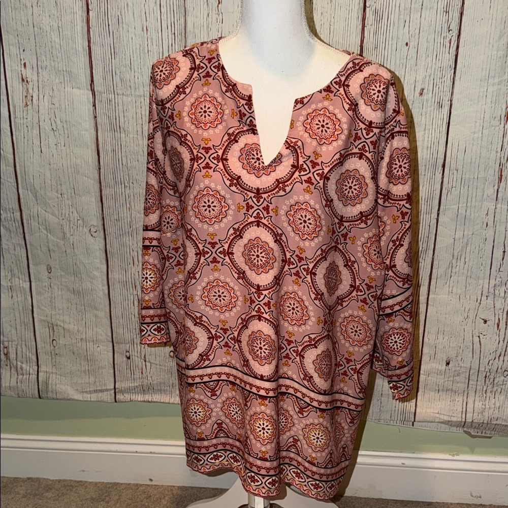 Violet & Claire Pink and Red Patterned Top